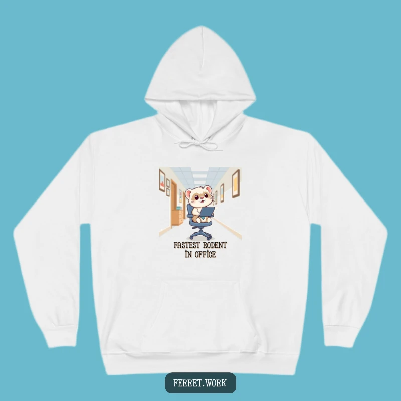 Cozy Funny Kawaii Office Ferret Zoom Hoodie, Perfect Warm Funny Gift