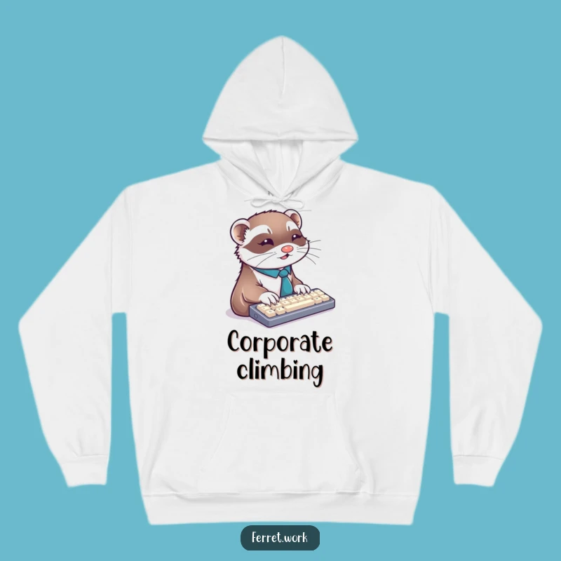 Funny Ferret Tie Keyboard Hoodie - Cozy Busy Animal Sweatshirt