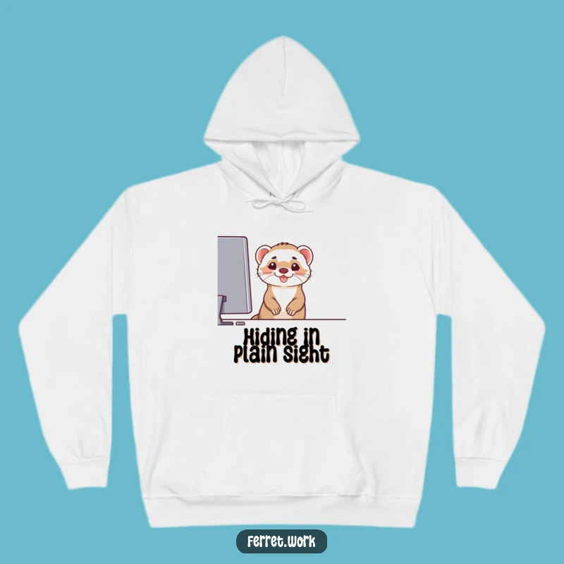 Cozy Funny Ferret Computer Grin Hoodie - Warm Techy Humor Gift