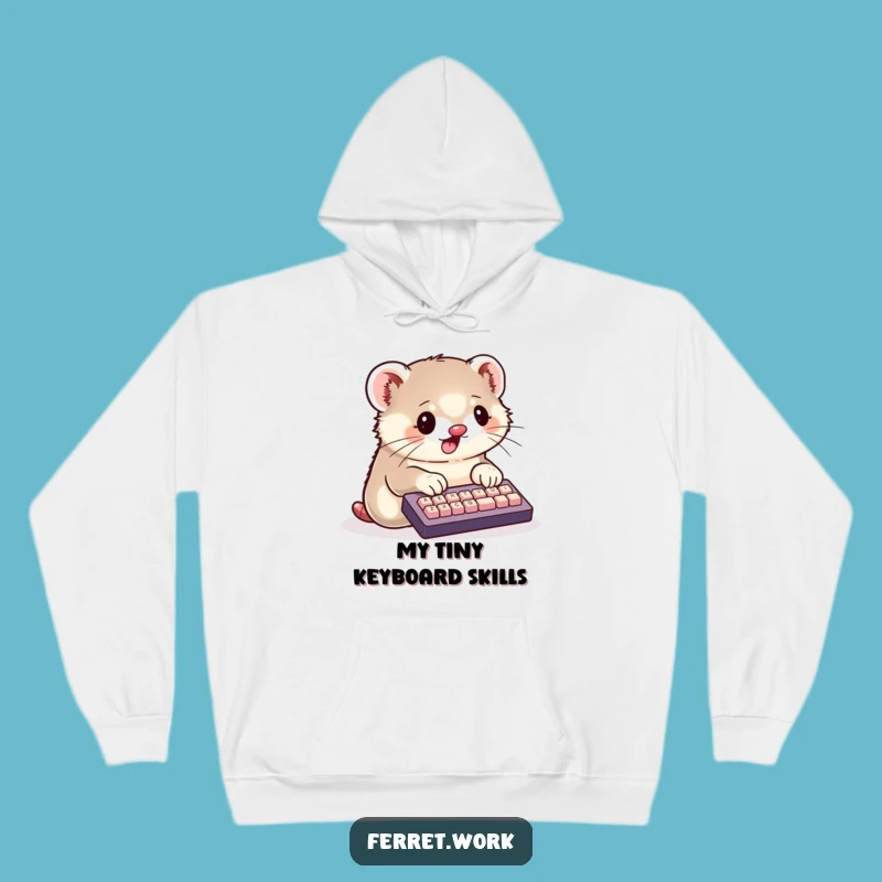 Funny Kawaii Ferret Hoodie: Busy Typist Cozy Animal Lover Gift