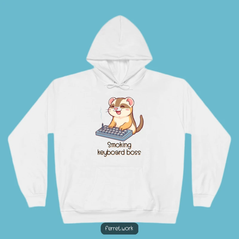 Funny Office Ferret Keyboard Hoodie: Smoking Desk Pet Sweatshirt Perfect Funny Gift