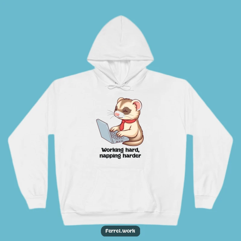 Funny Ferret Tie Hoodie - Cozy Laptop Typer Comfort Gift