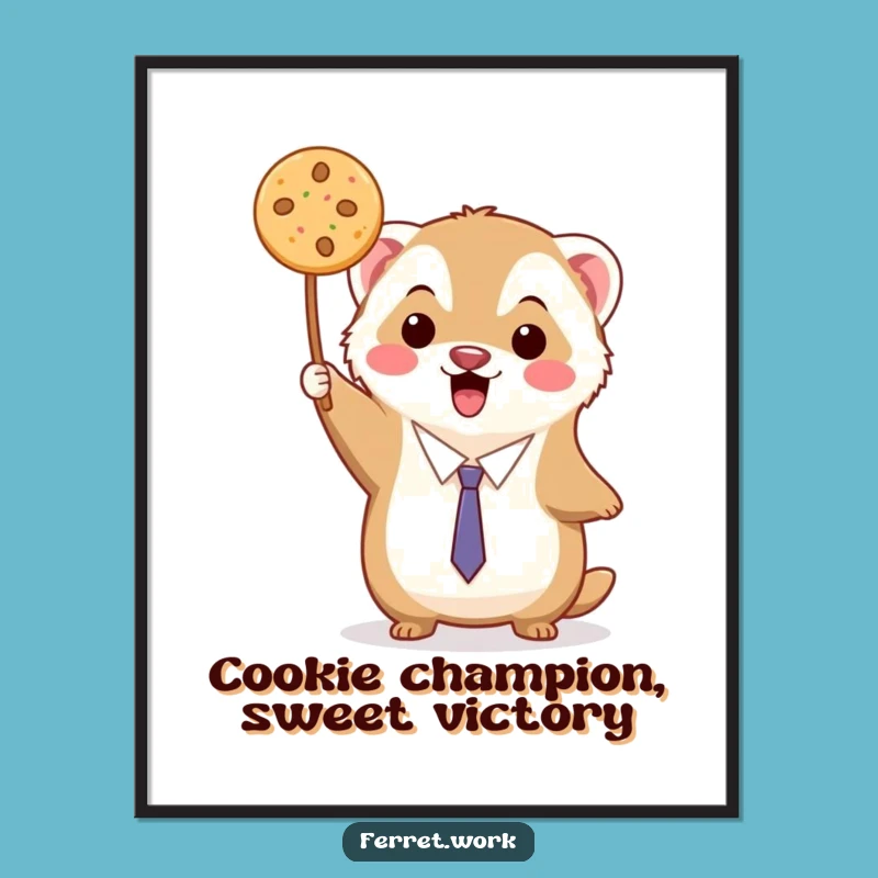 Free Printable Wall Art: Funny Ferret Holding a Cookie!
