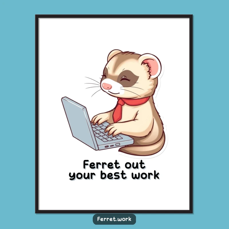 Free Printable Ferret Wall Art - Funny Business Ferret Downloadable Decor