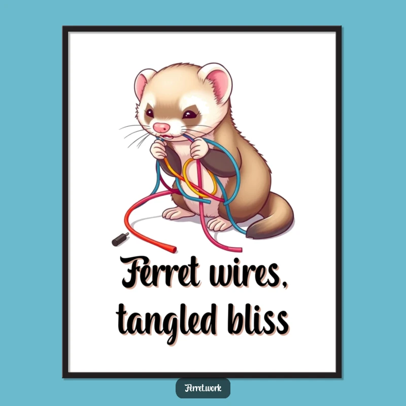 Free Printable Ferret Wall Art: Wire Mess Downloadable Art for Nerds