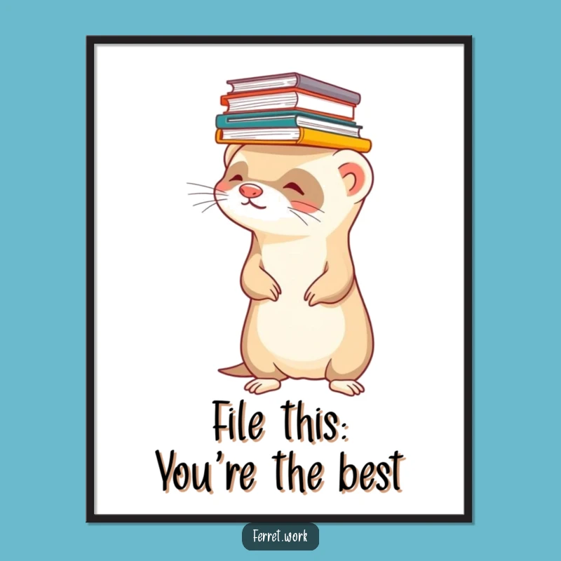 Free Printable Wall Art: Balancing Ferret, Funny Office Art Downloadable Gift