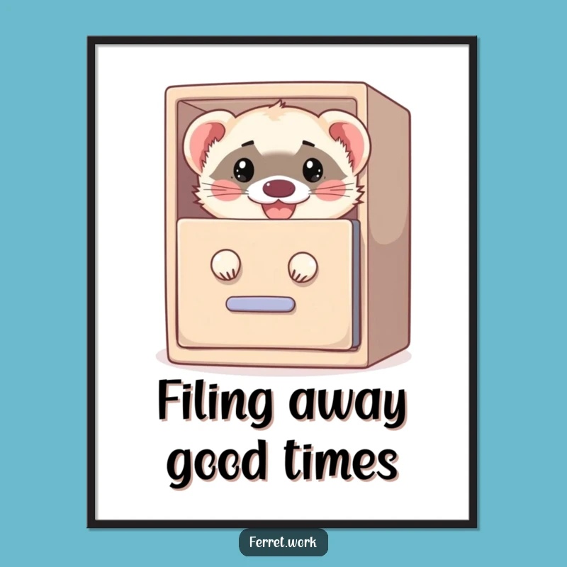Free Printable Wall Art: Ferret Filing Cabinet Humor, Funny Downloadable Decor