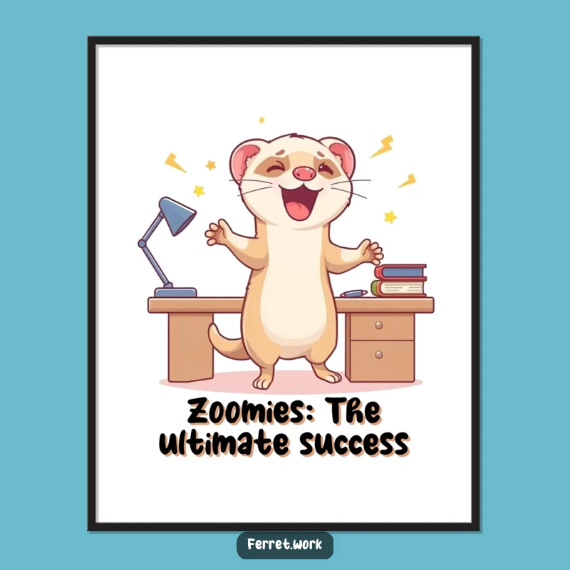 Free Printable Wall Art: Ferret Zoomie Energy, Funny Downloadable Decor