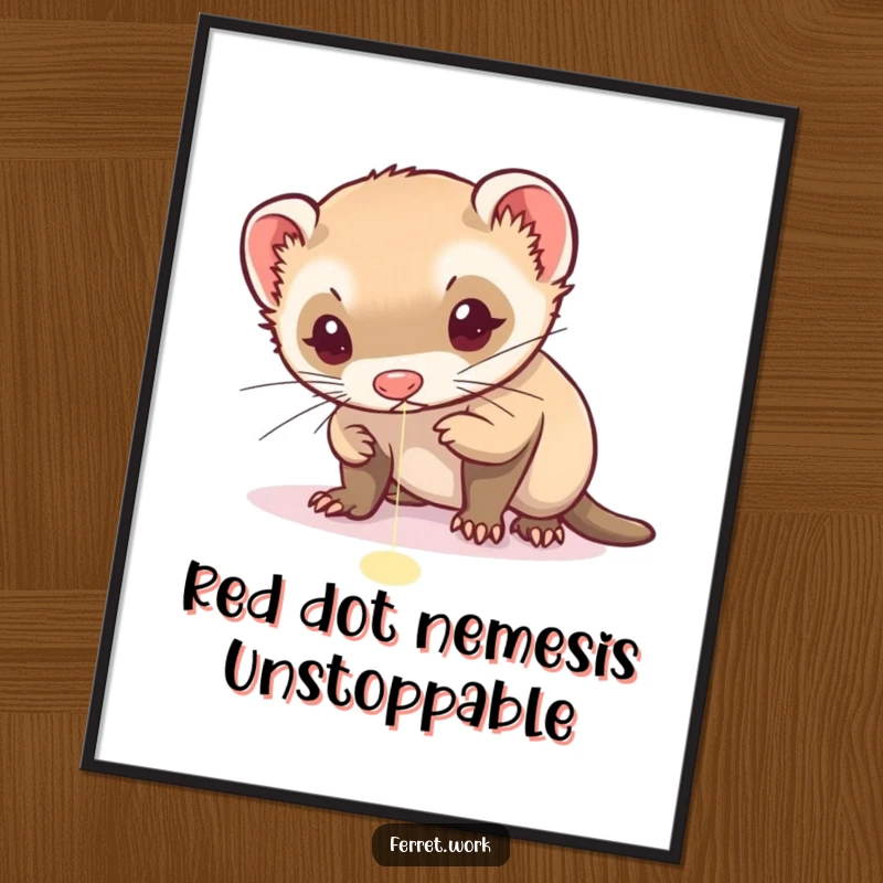 Funny Free Printable Wall Art: Ferret Chasing Laser Pointer Dot, Intense Focus, Playful Pet Decor