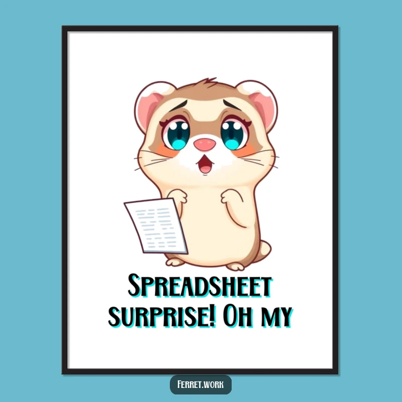Free Printable Wall Art: Funny Surprised Ferret Spreadsheet Digital Download Art Gift