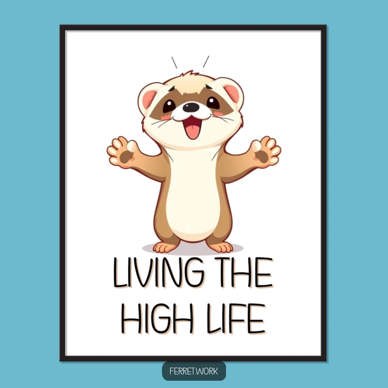 Funny Free Printable Wall Art: Celebrating Ferret's Victory, Energetic Downloadable Decor