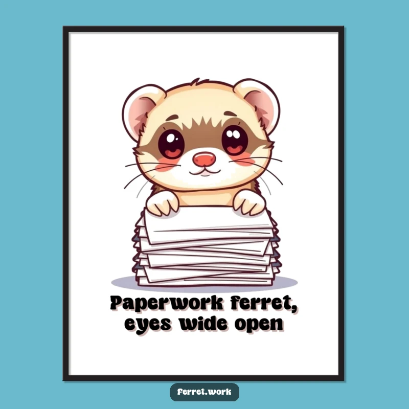 Funny Free Printable Wall Art: Kawaii Office Ferret Peeking - Downloadable Decor
