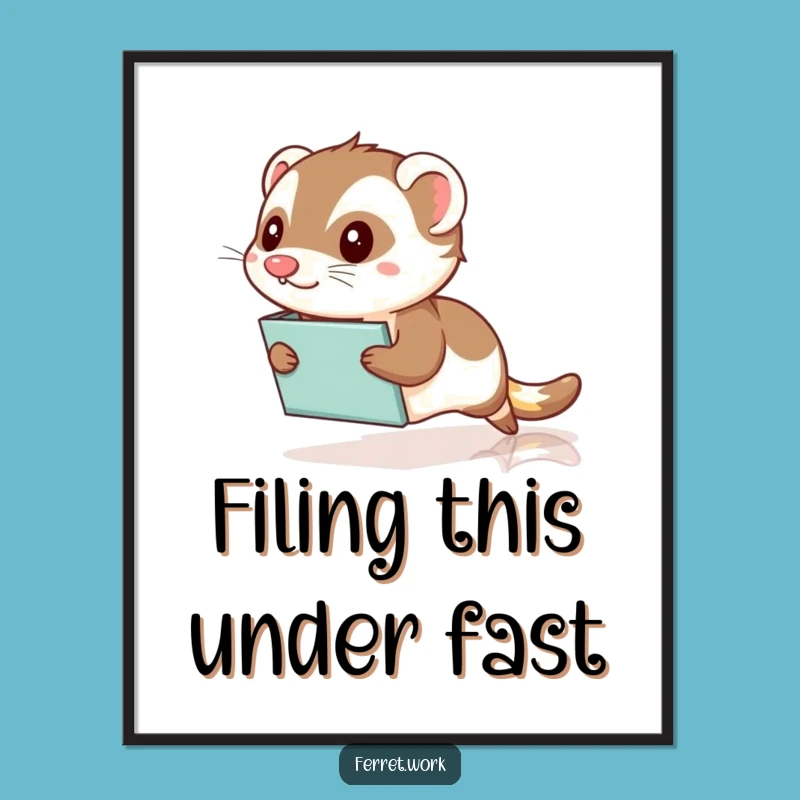 Funny Free Printable Wall Art: Office Ferret, File Folder Slide, Quirky Decor