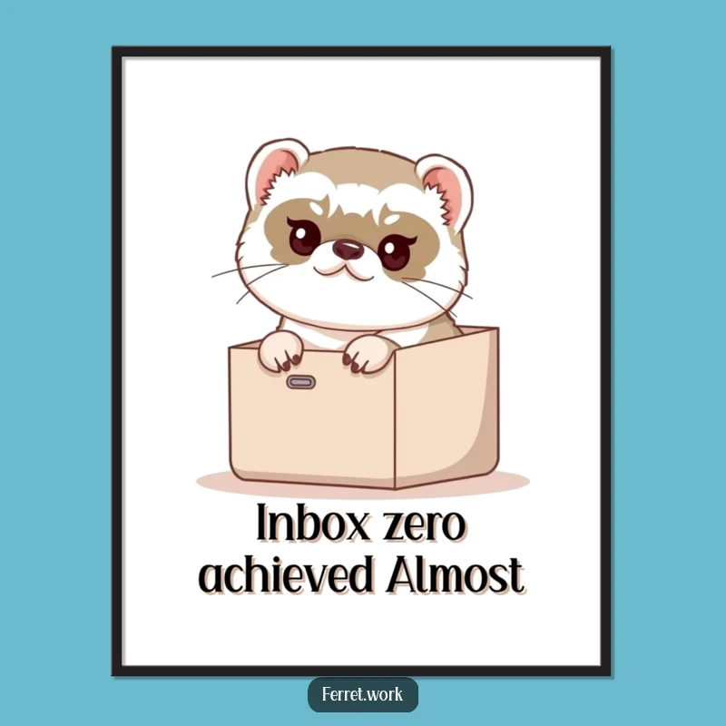 Free Printable Wall Art: Funny Ferret Inbox Struggle Humorous Downloadable Decor