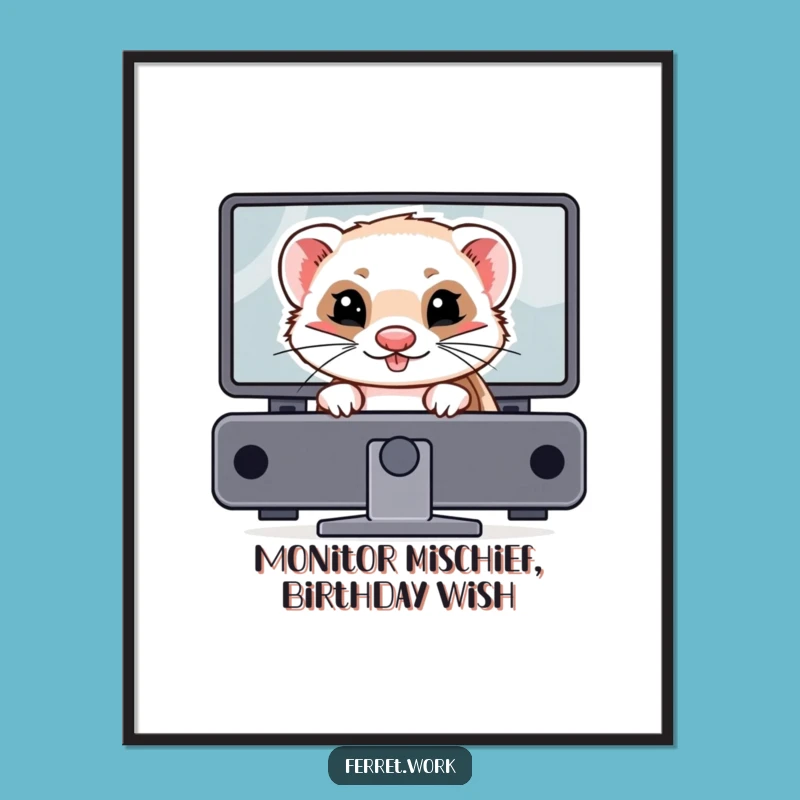 Free Printable Wall Art: Mischievous Ferret, Funny Tech Art Downloadable Gift