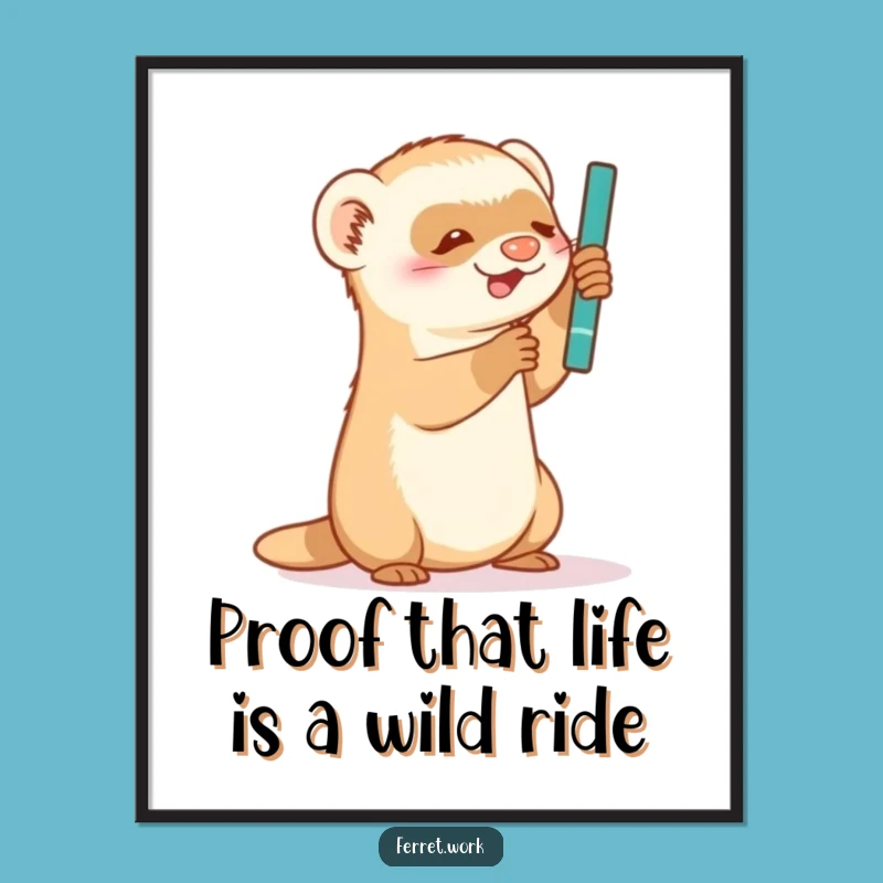 Funny Free Printable Wall Art: Playful Ferret Batting Pen Downloadable Art