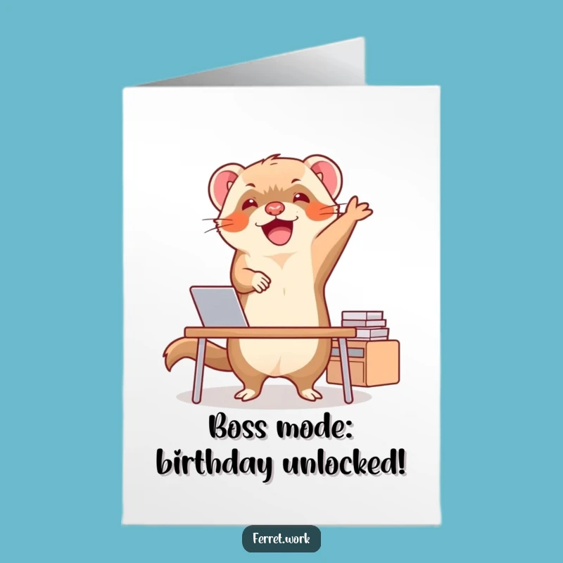 Free Printable Funny Ferret Birthday Card: Hilarious Desk Dance Downloadable Gift!