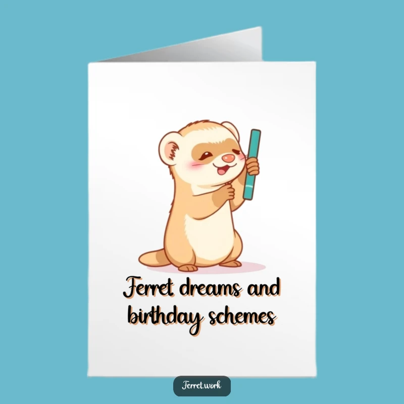 Free Printable Funny Birthday Card: Ferret Playfully Batting Pen Joke Ecard