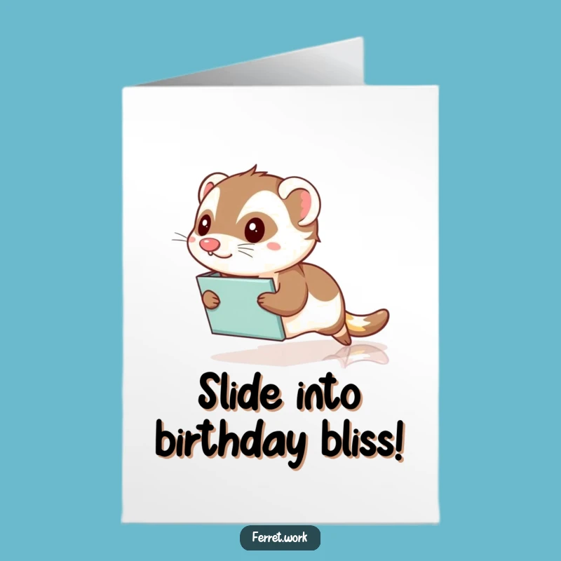 Free Printable Birthday Card: Funny Office Ferret Slide, Fast Downloadable Gift
