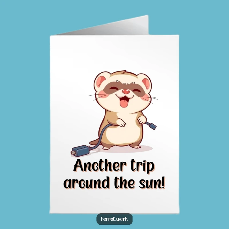 Free Printable Birthday Card: Tripping Ferret - Funny Downloadable Gift for the Clumsy