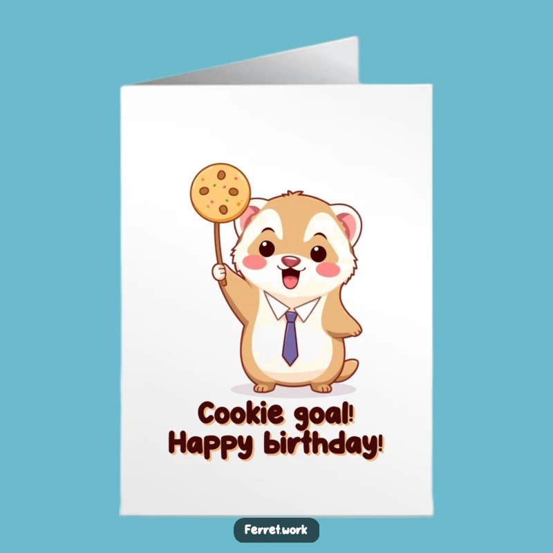 Free Printable Funny Birthday Card: Ferret's Cookie Victory!