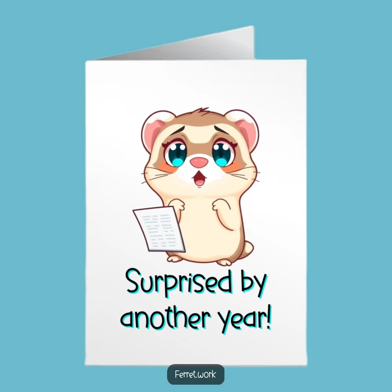 Free Printable Funny Birthday Card: Surprised Ferret Spreadsheet Humor Digital Download Gift