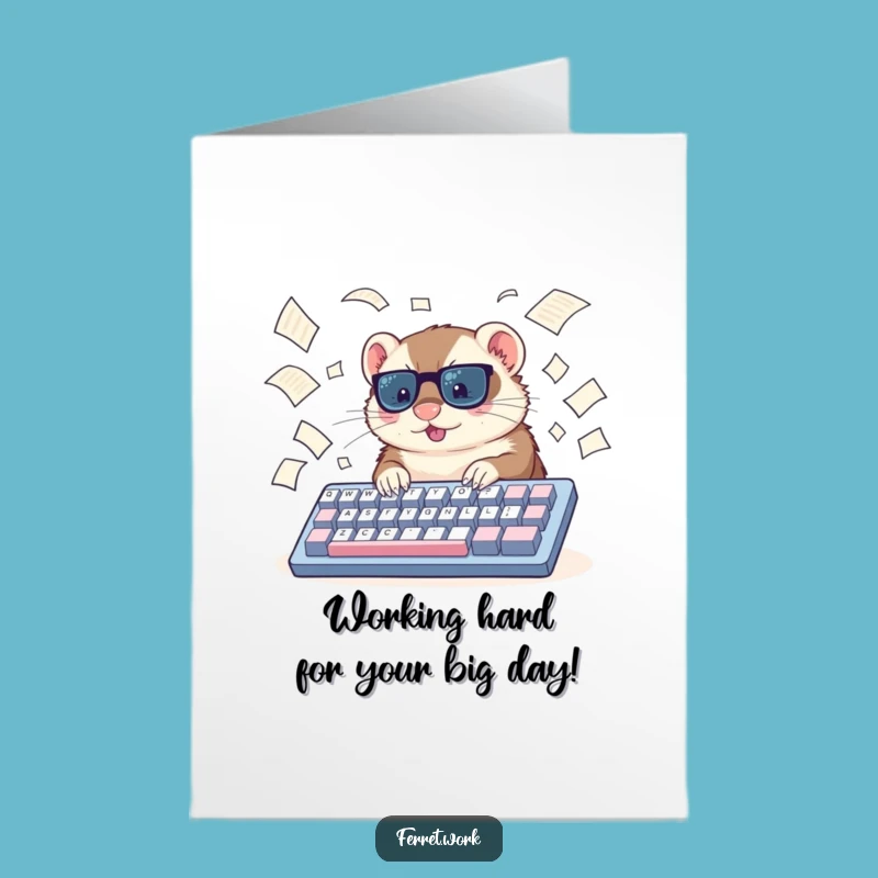 Funny Free Printable Birthday Card: Busy Ferret Typing, Hilarious Downloadable Gift