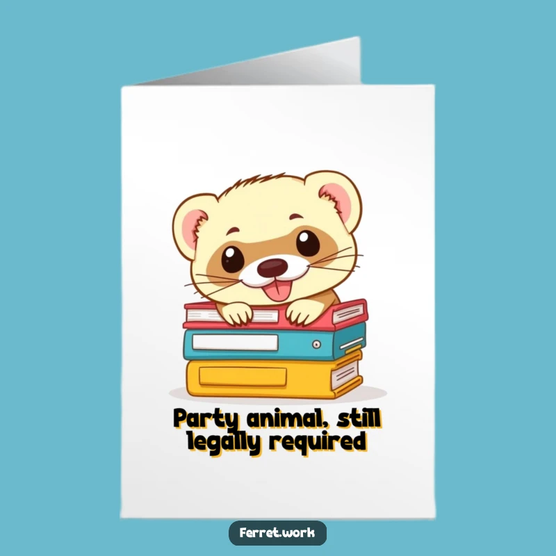 Free Printable Funny Birthday Card: Mischievous Ferret File Fun Downloadable Gift