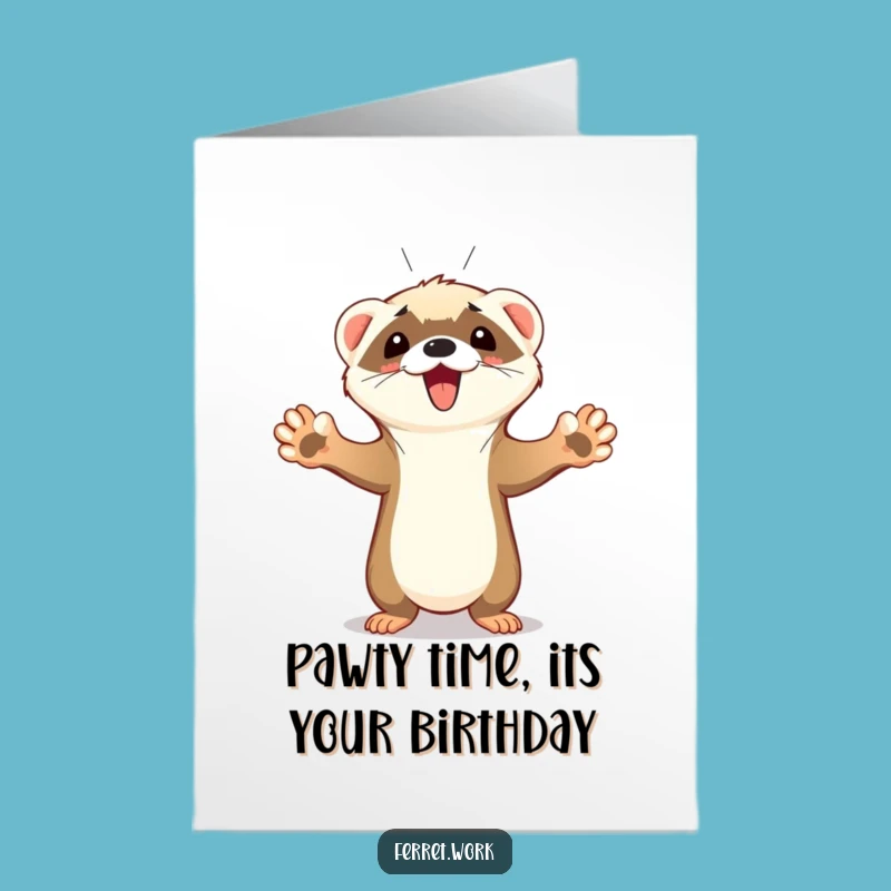 Free Printable Birthday Card: Celebrating Ferret, Funny Joyful Downloadable Gift
