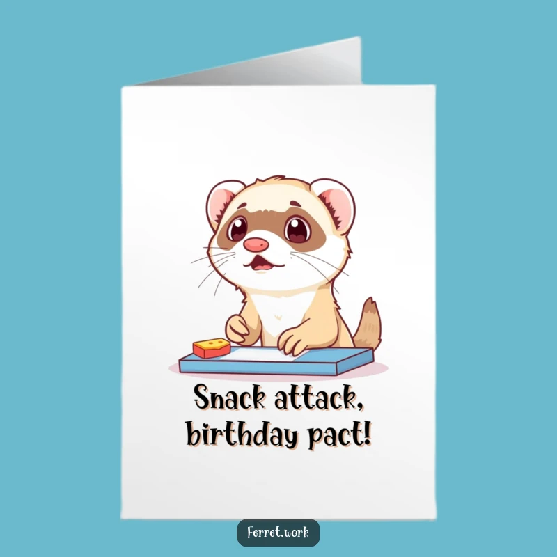 Free Printable Birthday Card: Surprised Ferret, Funny Desk Dweller Downloadable Gift