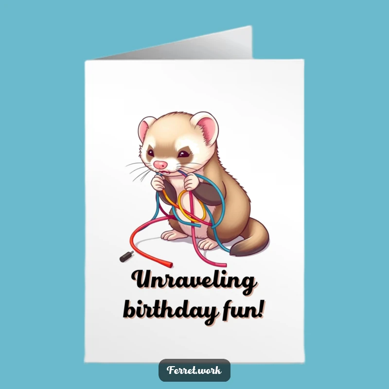 Free Printable Ferret Birthday Card: Wire Mess Fun Downloadable Gift