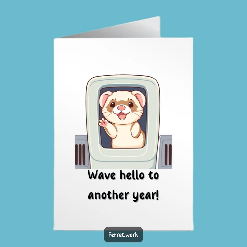 Free Printable Birthday Card: Cheerful Ferret Cubicle Humor Downloadable Party Gift