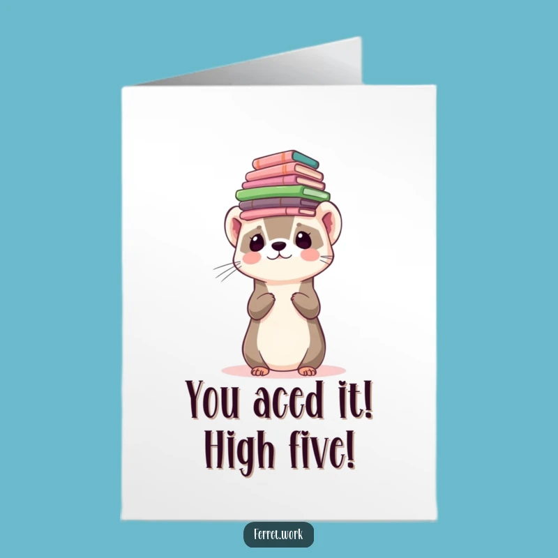 Congrats Free Printable Card: Ferret's Balancing Act, Success Congratulations Gift