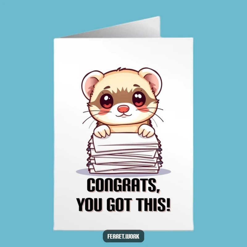 Free Printable Kawaii Ferret Congrats Card: Paper Peek - Downloadable