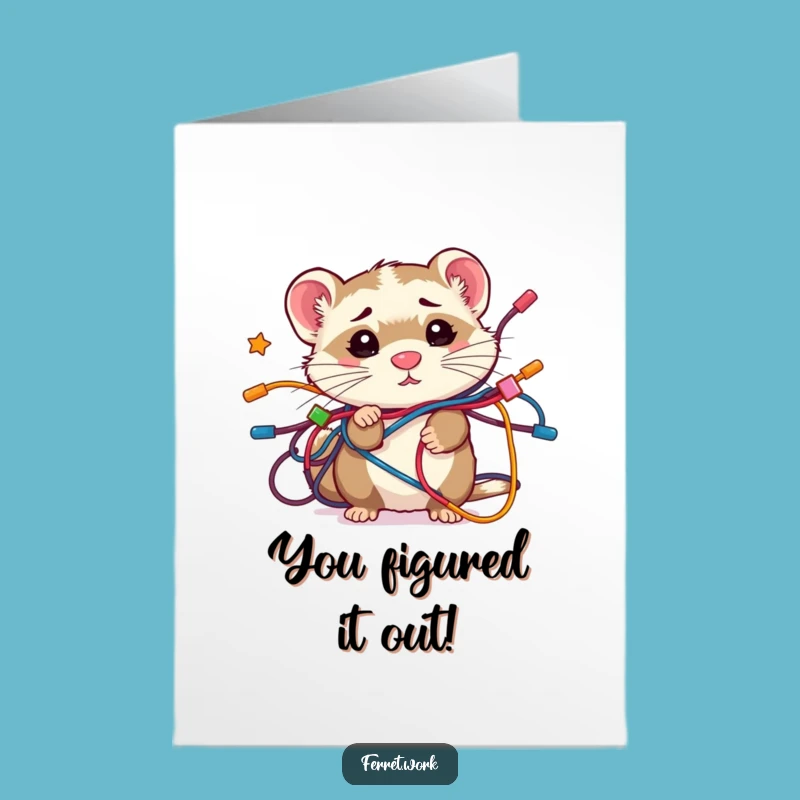 Free Printable Congrats Card: Confused Ferret Wires - Funny Downloadable Gift