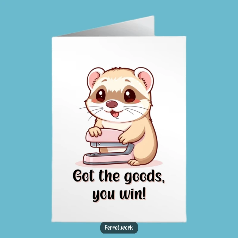 Free Printable Congrats Card: Ferret Offers Stapler Funny Downloadable Card