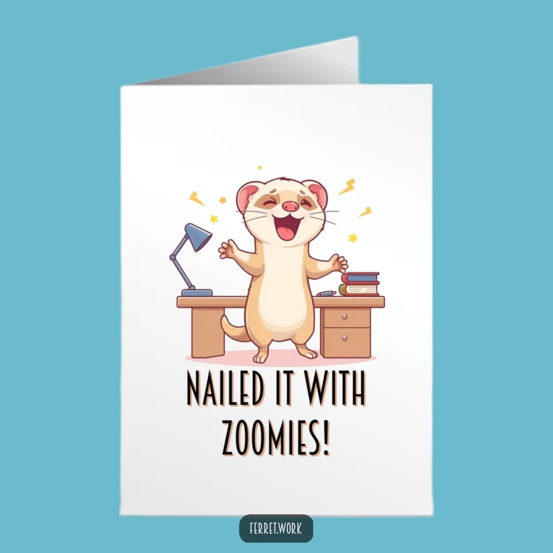 Free Printable Congrats Card: Ferret Zoomie Joy, Downloadable Gift