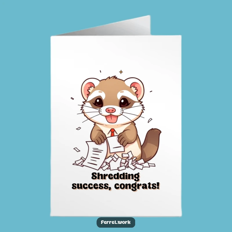 Free Printable Congrats Card: Kawaii Ferret Office Paper Shredder!