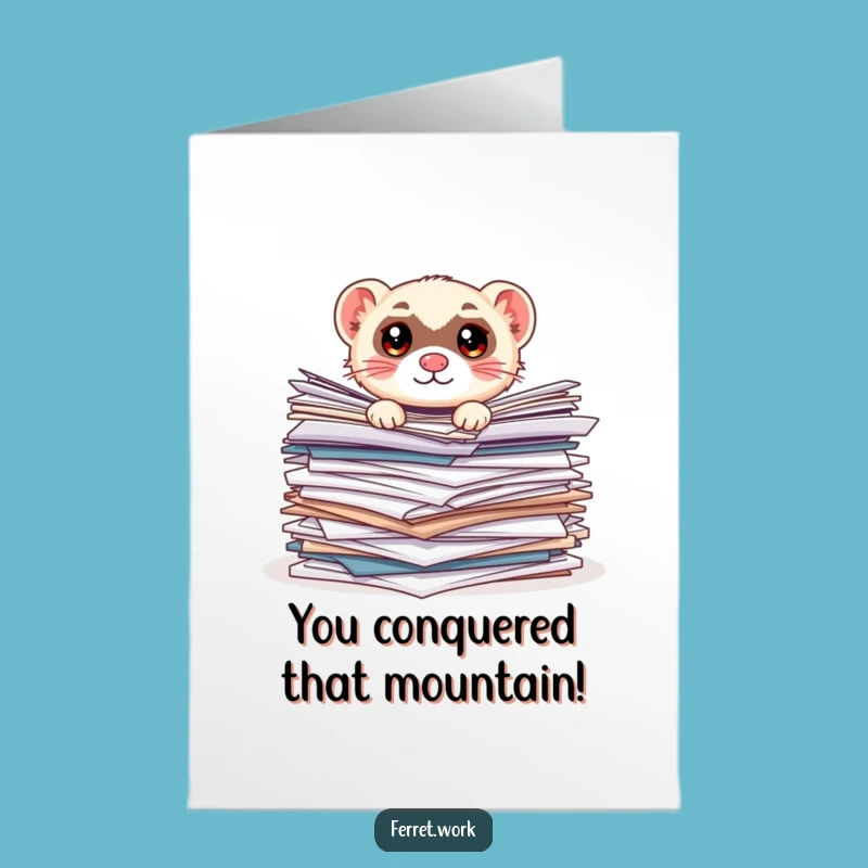Free Printable Congrats Card: Kawaii Ferret Overwhelmed - Funny Downloadable Gift