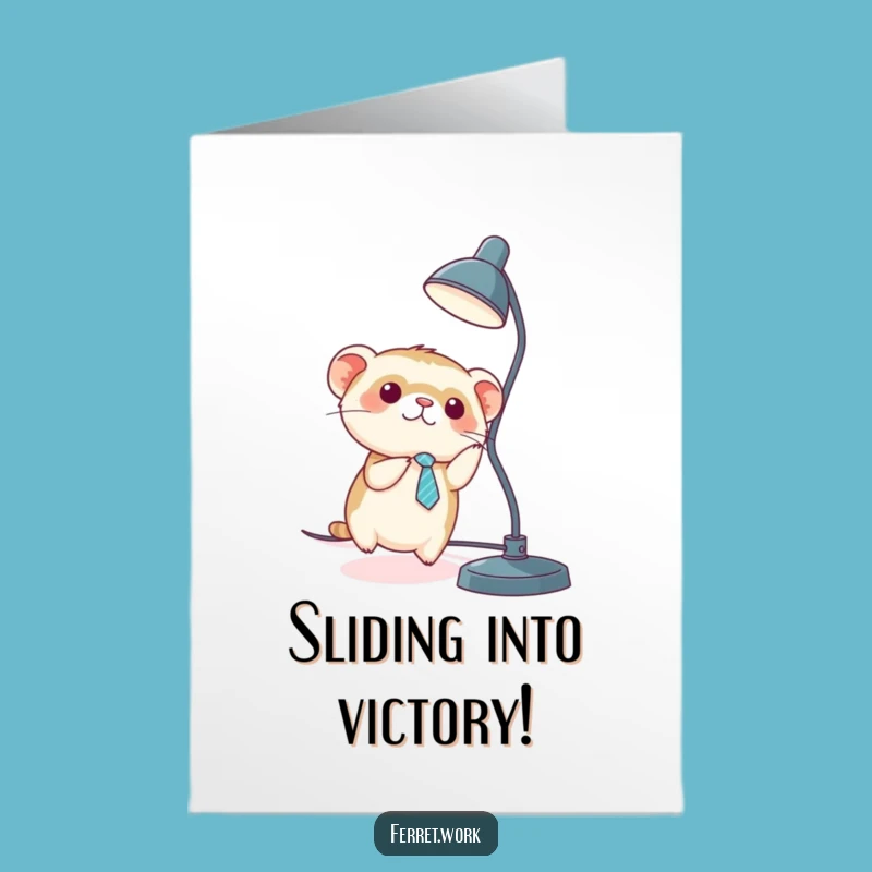 Free Printable Congrats Card: Kawaii Ferret's Daring Lamp Slide!