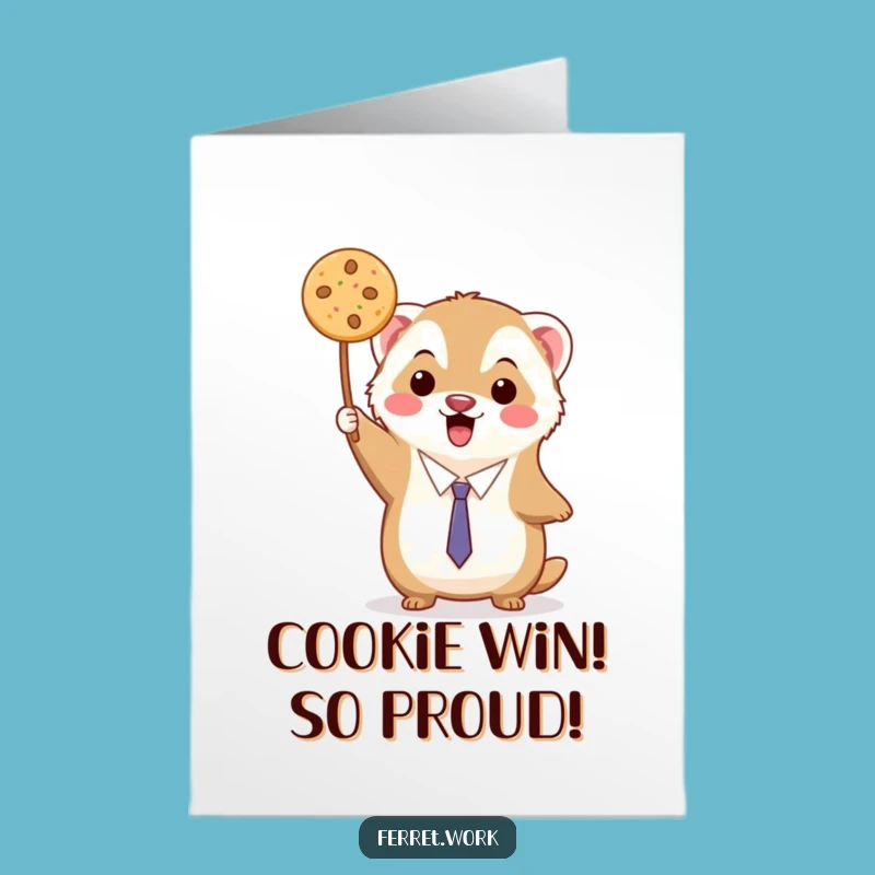 Free Printable Congrats Card: Kawaii Ferret's Sweet Victory!