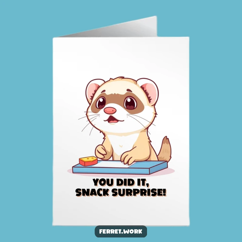 Free Printable Congrats Card: Surprised Ferret, Funny Desk Dweller Downloadable Gift