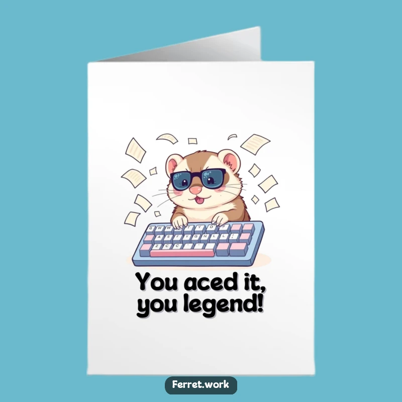 Free Printable Congrats Card: Typing Ferret, Busy Bee Downloadable Celebration