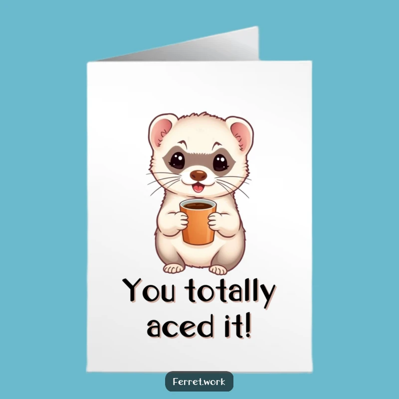 Free Printable Ferret Coffee Card: Celebrate with Energetic Brew-tiful Congrats