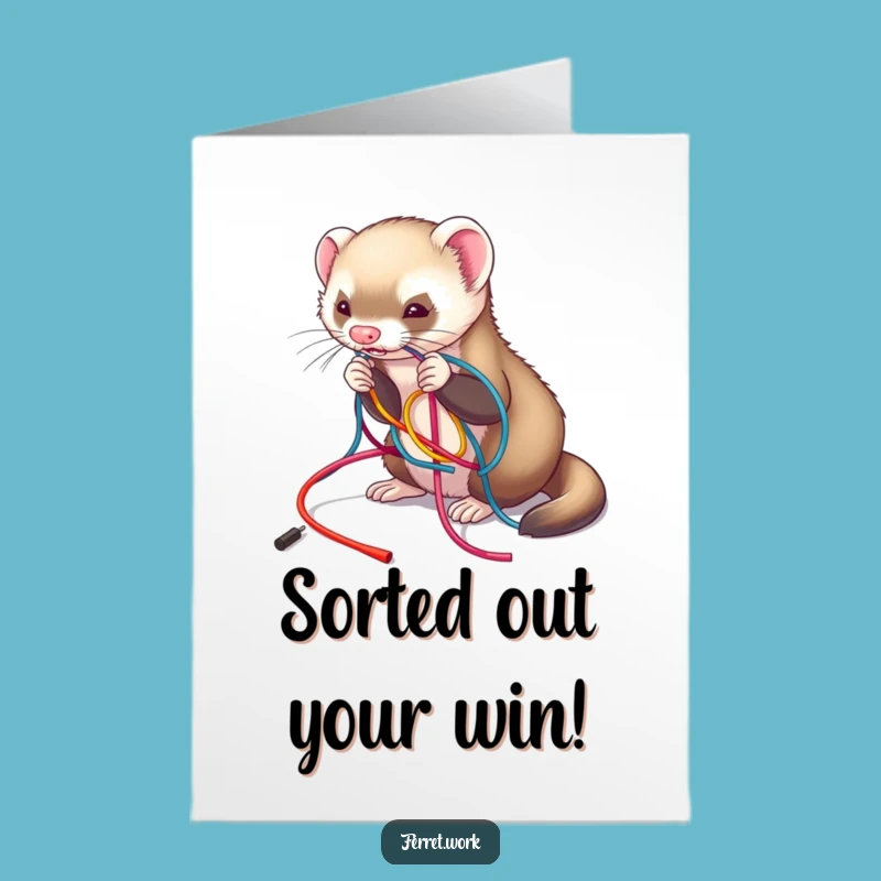 Free Printable Ferret Congrats Card: Wire Mess Downloadable Gift
