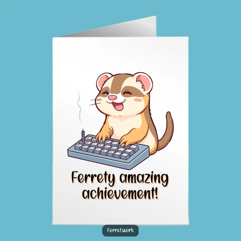 Free Printable Kawaii Office Ferret Congrats Card: Humorous Work Downloadable