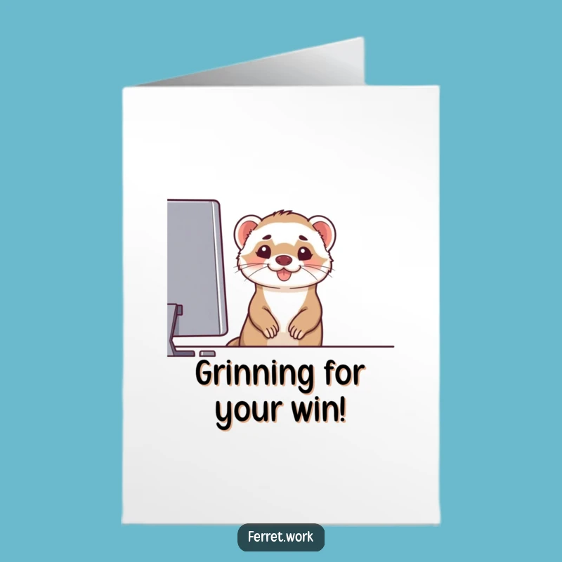 Free Printable Ferret Congrats Card: Grinning Monitor Peek Downloadable Gift