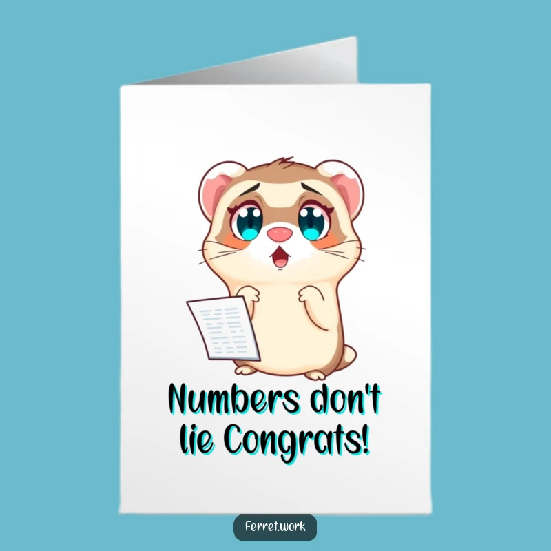 Free Printable Funny Congrats Card: Surprised Ferret Spreadsheet Achievement Downloadable Gift