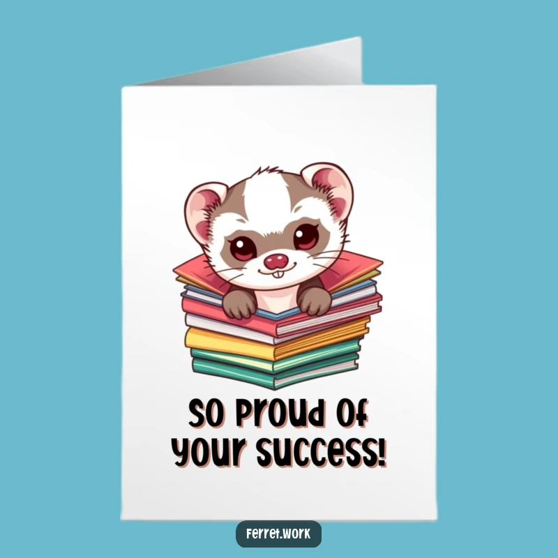Free Printable Congrats Card: Kawaii Ferret, Mischievous Downloadable Cheer