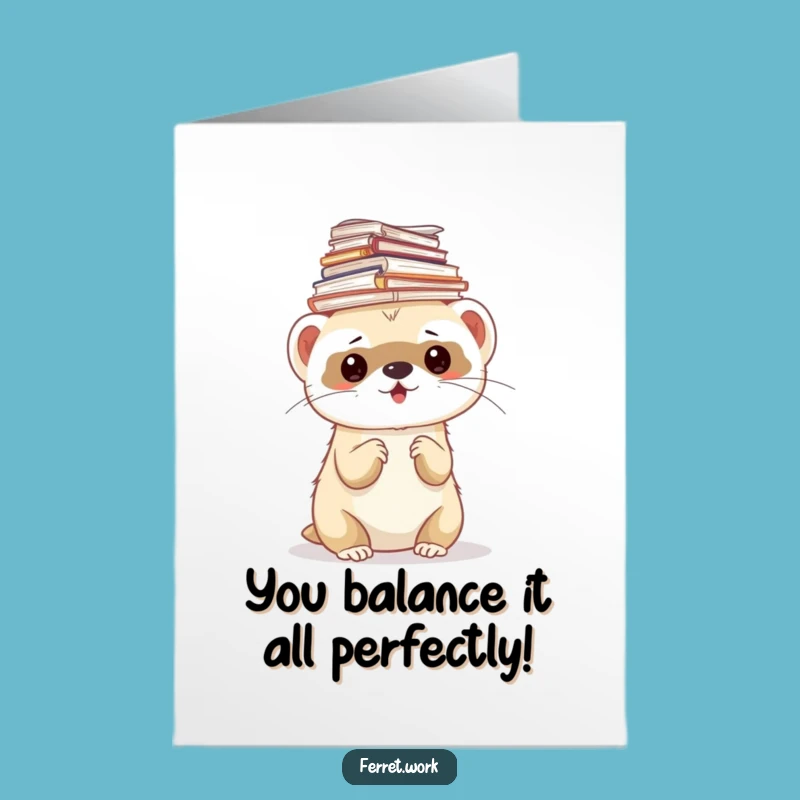 Free Printable Ferret Congrats Card: Paperwork Triumph, Perfect Downloadable Gift